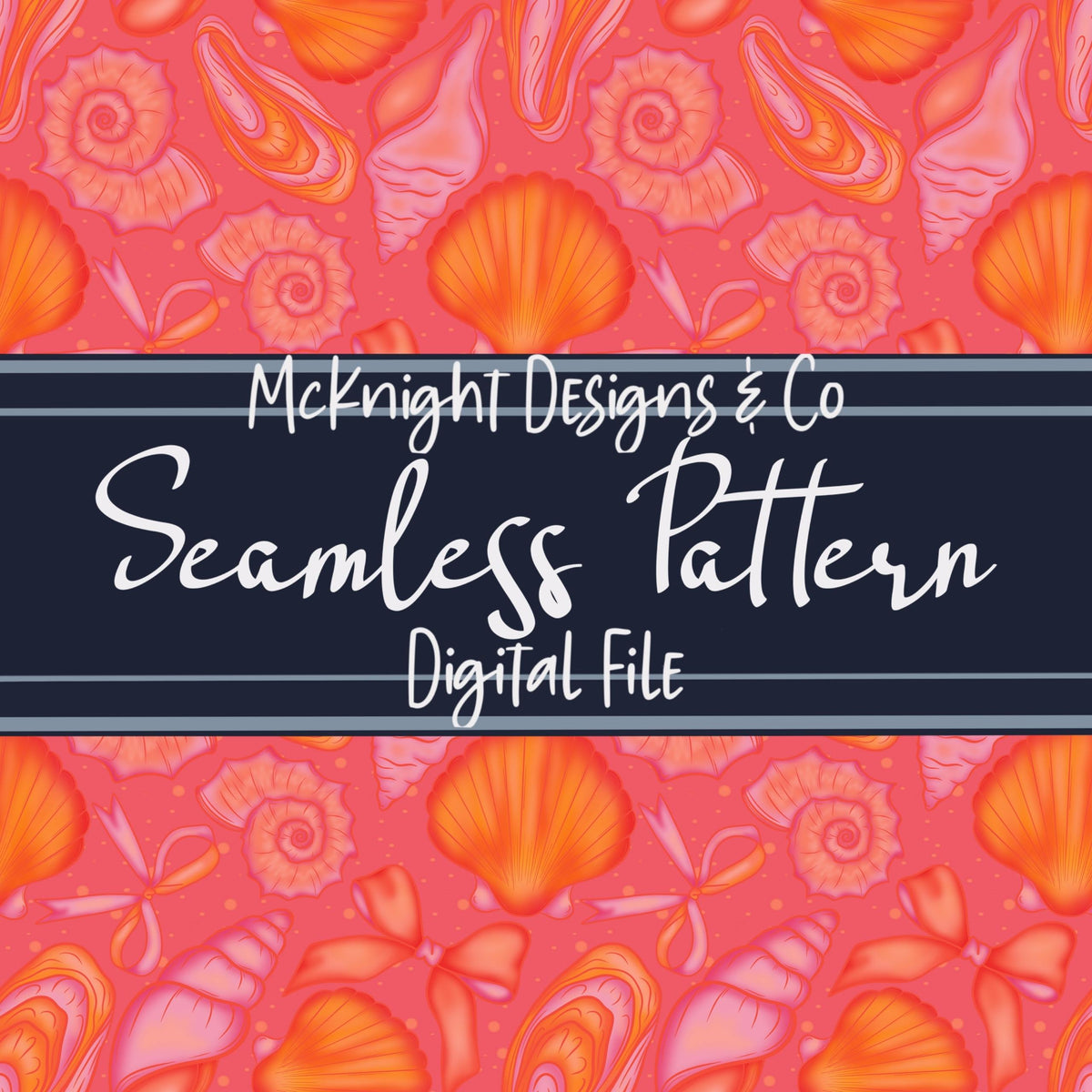 Sea Shell Coquette Seamless Pattern | Beach Summer Digital McKnight Designs & Co Seamless Pattern File