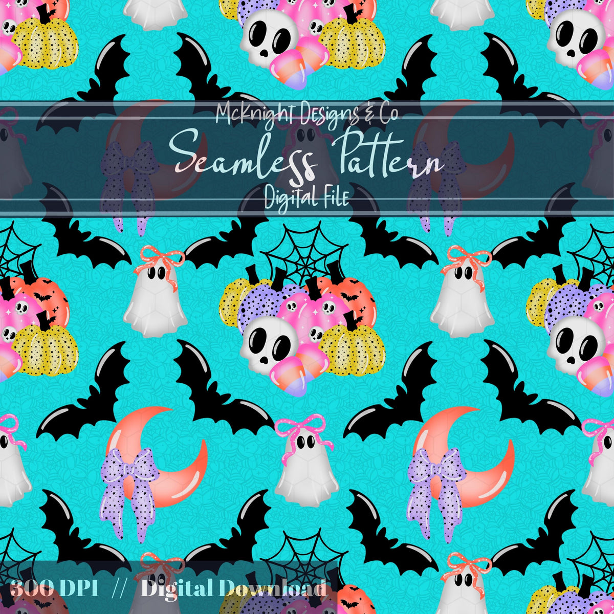 Pastel Spooky Halloween Seamless Pattern McKnight Designs & Co Seamless Pattern File