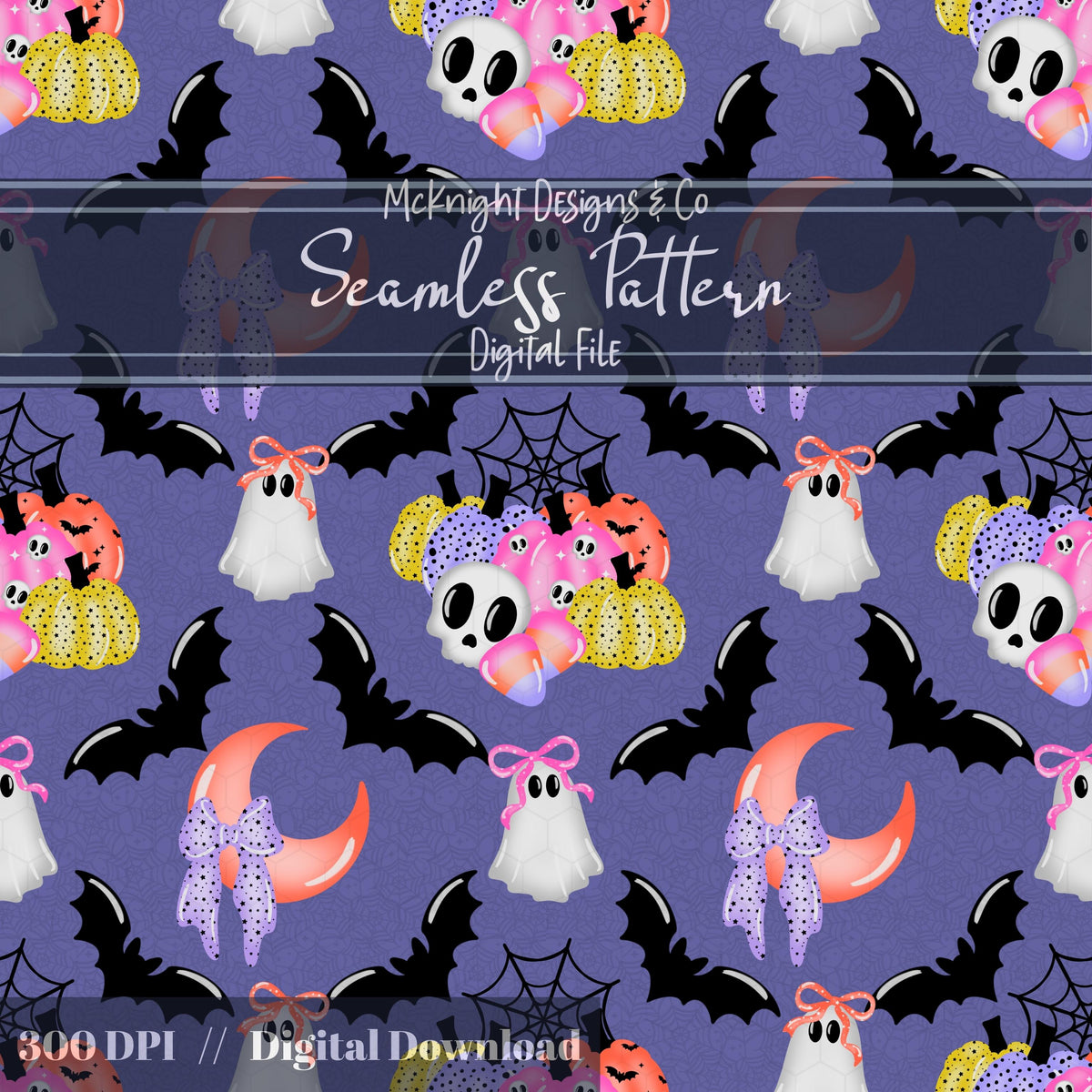 Pastel Spooky Halloween Seamless Pattern McKnight Designs & Co Seamless Pattern File