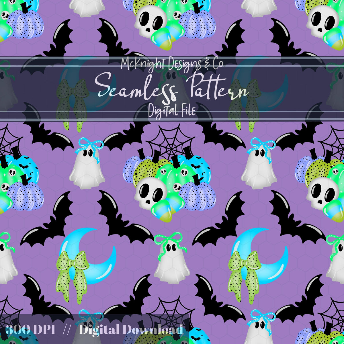 Pastel Spooky Halloween Seamless Pattern McKnight Designs & Co Seamless Pattern File