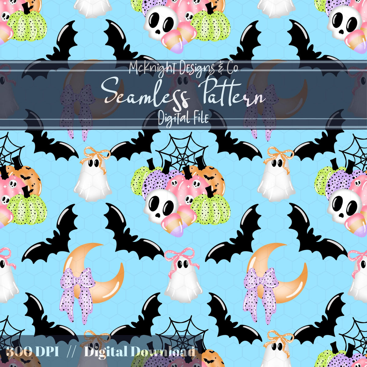 Pastel Spooky Halloween Seamless Pattern McKnight Designs & Co Seamless Pattern File