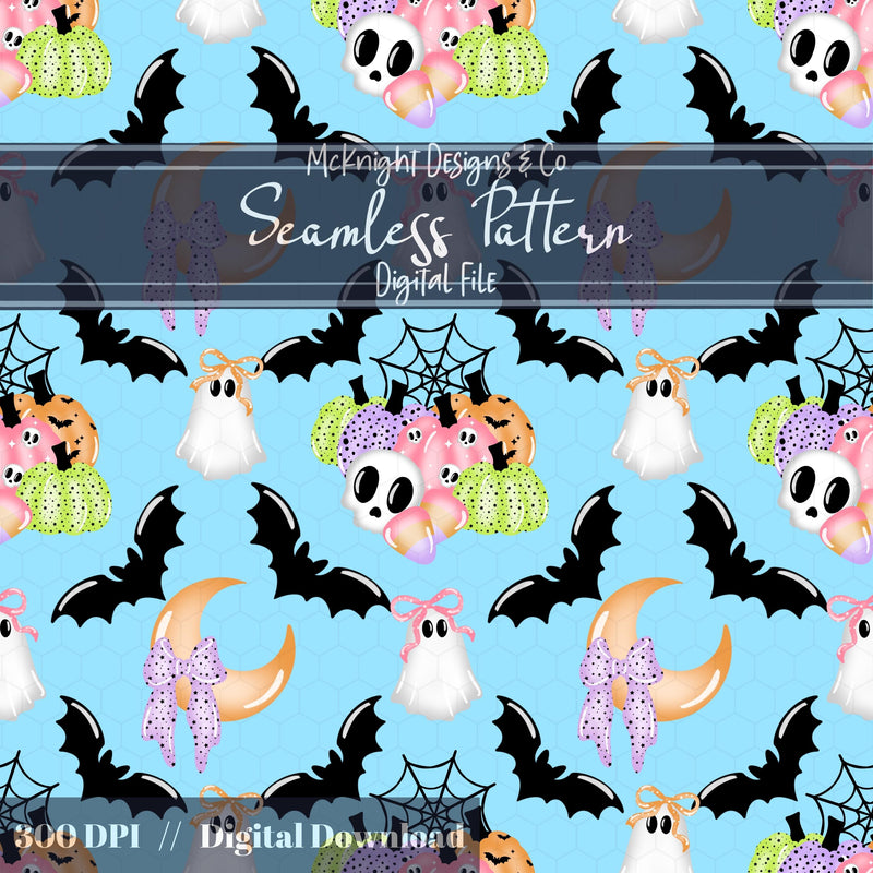 Pastel Spooky Halloween Seamless Pattern McKnight Designs & Co Seamless Pattern File