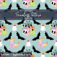Pastel Spooky Halloween Seamless Pattern McKnight Designs & Co Seamless Pattern File