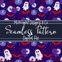 Spooky Summer Watermelon Ghosts & Bats Seamless Pattern McKnight Designs & Co Seamless Pattern File RWB
