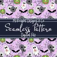 Spooky Summer Watermelon Ghosts & Bats Seamless Pattern McKnight Designs & Co Seamless Pattern File Orchid