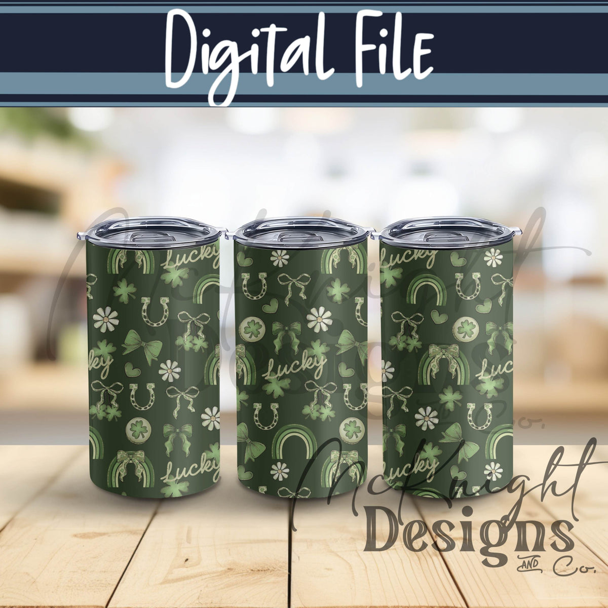 St. Patrick’s Day Lucky Seamless Pattern | Clover Bow Rainbow Irish Charm McKnight Designs & Co Seamless Pattern File