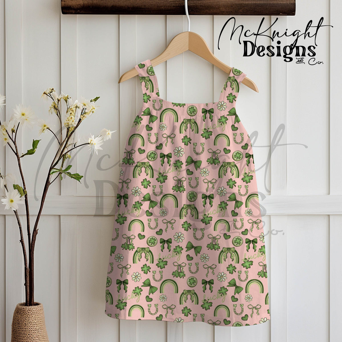 St. Patrick’s Day Lucky Seamless Pattern | Clover Bow Rainbow Irish Charm McKnight Designs & Co Seamless Pattern File