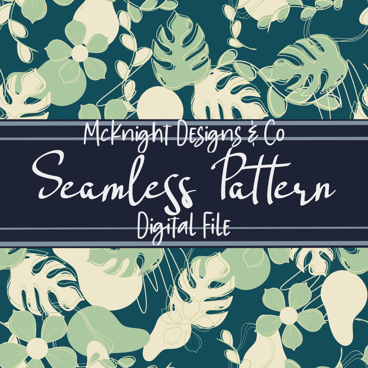 Summer Tropic Floral Seamless Pattern – Tropical Leaves & Floral Digital McKnight Designs & Co Seamless Pattern File