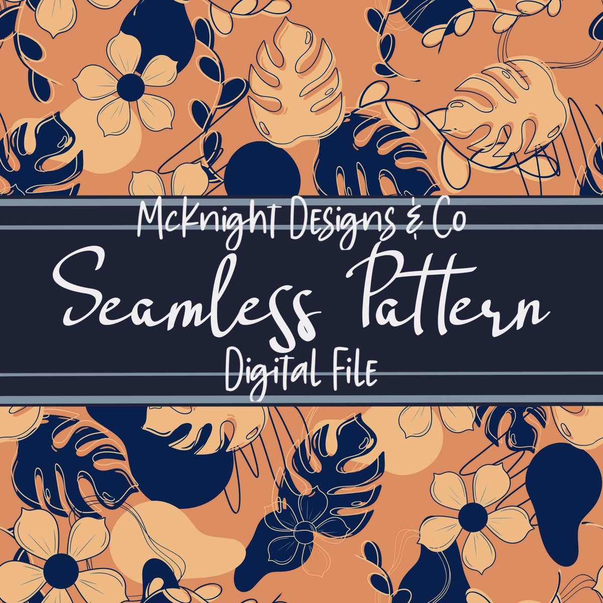 Summer Tropic Floral Seamless Pattern – Tropical Leaves & Floral Digital McKnight Designs & Co Seamless Pattern File