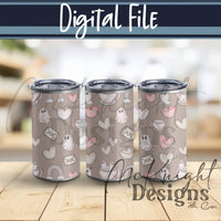 Pastel Ghost Teacup Seamless Pattern | Cute Spooky Valentine Repeat | Hand Drawn Surface Design McKnight Designs & Co Seamless Pattern File