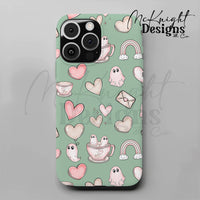 Pastel Ghost Teacup Seamless Pattern | Cute Spooky Valentine Repeat | Hand Drawn Surface Design McKnight Designs & Co Seamless Pattern File