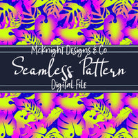 Tropical Neon Leaves – Seamless Pattern Digital Papers McKnight Designs & Co Seamless Pattern File Blue BPY
