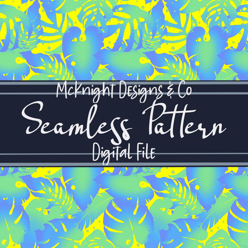 Tropical Neon Leaves – Seamless Pattern Digital Papers McKnight Designs & Co Seamless Pattern File Yellow YGB