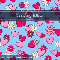 Valentine Hearts & Daisies Seamless Pattern | Love Floral Repeat McKnight Designs & Co Seamless Pattern File