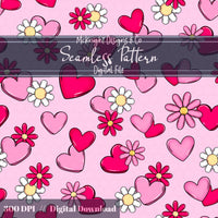 Valentine Hearts & Daisies Seamless Pattern | Love Floral Repeat McKnight Designs & Co Seamless Pattern File