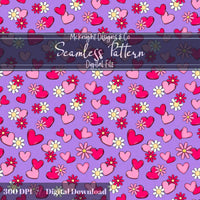 Valentine Hearts & Daisies Seamless Pattern | Love Floral Repeat McKnight Designs & Co Seamless Pattern File