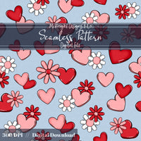 Valentine Hearts & Daisies Seamless Pattern | Love Floral Repeat McKnight Designs & Co Seamless Pattern File