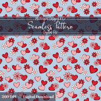Valentine Hearts & Daisies Seamless Pattern | Love Floral Repeat McKnight Designs & Co Seamless Pattern File