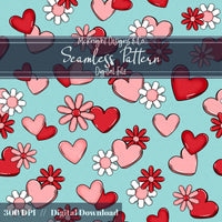 Valentine Hearts & Daisies Seamless Pattern | Love Floral Repeat McKnight Designs & Co Seamless Pattern File