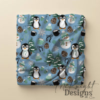 Winter Penguin & Snowman Seamless Pattern PNG McKnight Designs & Co Seamless Pattern File