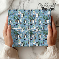 Winter Penguin & Snowman Seamless Pattern PNG McKnight Designs & Co Seamless Pattern File