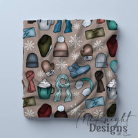 Winter Accessories Seamless Pattern – Cozy Hats, Mittens, Scarves & Boots PNG McKnight Designs & Co Seamless Pattern File