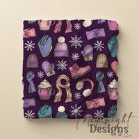 Winter Accessories Seamless Pattern – Cozy Hats, Mittens, Scarves & Boots PNG McKnight Designs & Co Seamless Pattern File