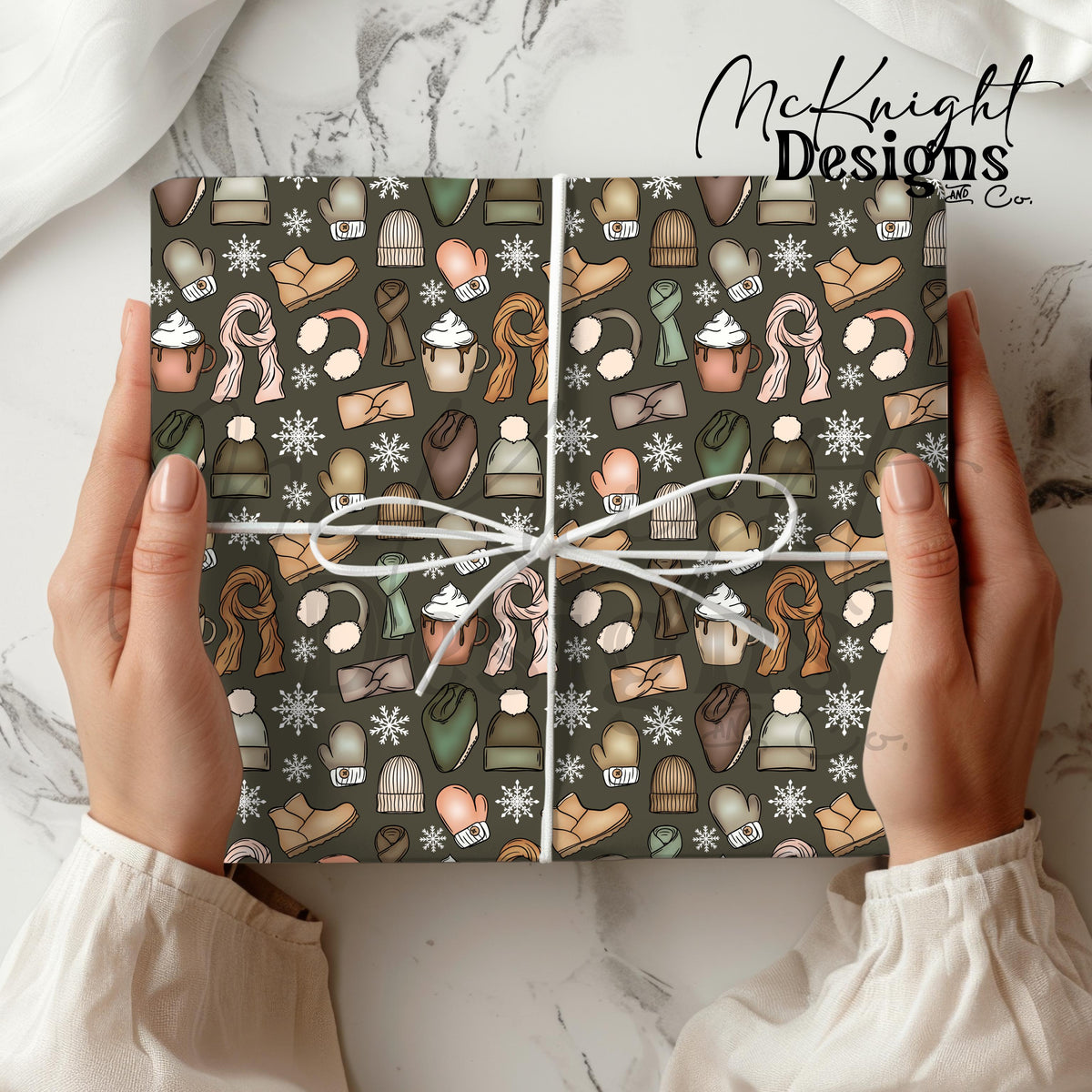 Winter Accessories Seamless Pattern – Cozy Hats, Mittens, Scarves & Boots PNG McKnight Designs & Co Seamless Pattern File