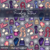 Winter Accessories Seamless Pattern – Cozy Hats, Mittens, Scarves & Boots PNG McKnight Designs & Co Seamless Pattern File