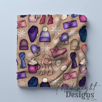 Winter Accessories Seamless Pattern – Cozy Hats, Mittens, Scarves & Boots PNG McKnight Designs & Co Seamless Pattern File