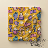 Winter Accessories Seamless Pattern – Cozy Hats, Mittens, Scarves & Boots PNG McKnight Designs & Co Seamless Pattern File