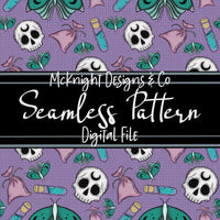 Weird Hex Seamless Pattern – Hand-Drawn Skulls, Moths, Potions & Sachets for Fabric, Vinyl & Sublimation McKnight Designs & Co Seamless Pattern File