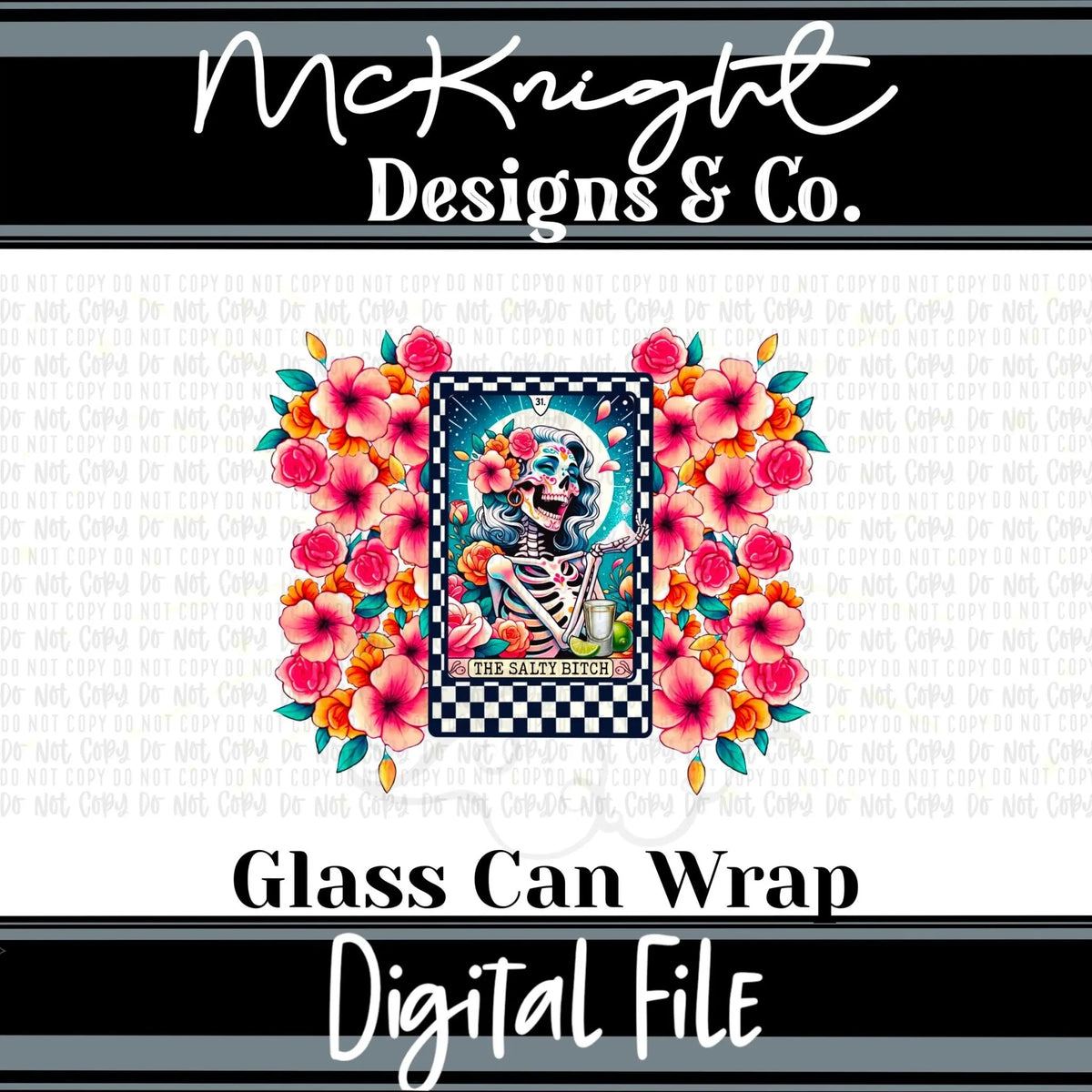 Can Wrap Digital Design - Skellie Tarot - The Salty B**** - McKnight Designs & Co