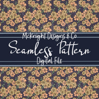 Seamless Pattern Digital Design - Floral - Peachy - Muted Plum - McKnight Designs & Co