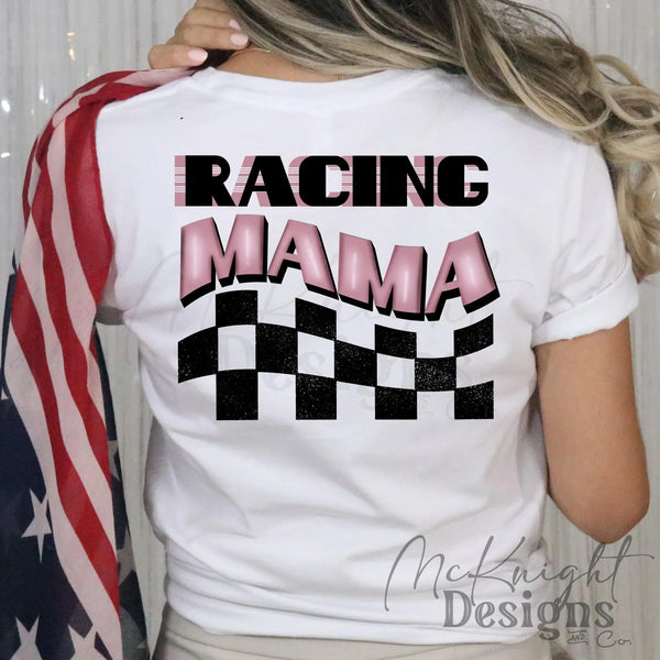 Racing Mama PNG – wavy checkered print digital design in 3 colors for sublimation, DTF, and UVDTF