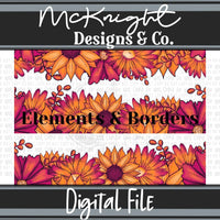 Elements & Borders - Floral Borders and Stripes - Reds - McKnight Designs & Co