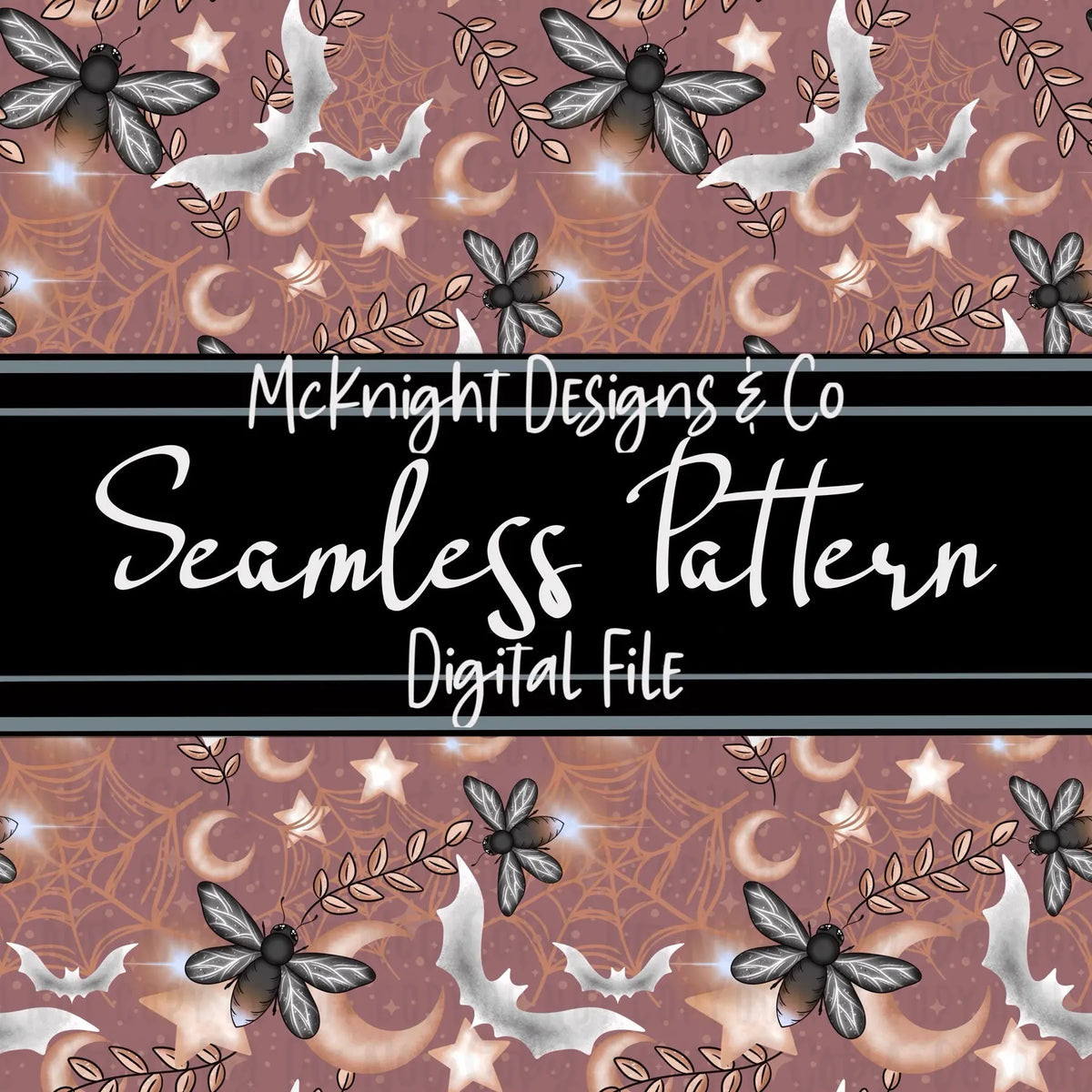 Seamless Pattern Digital Design - Spooky Fireflies - McKnight Designs & Co