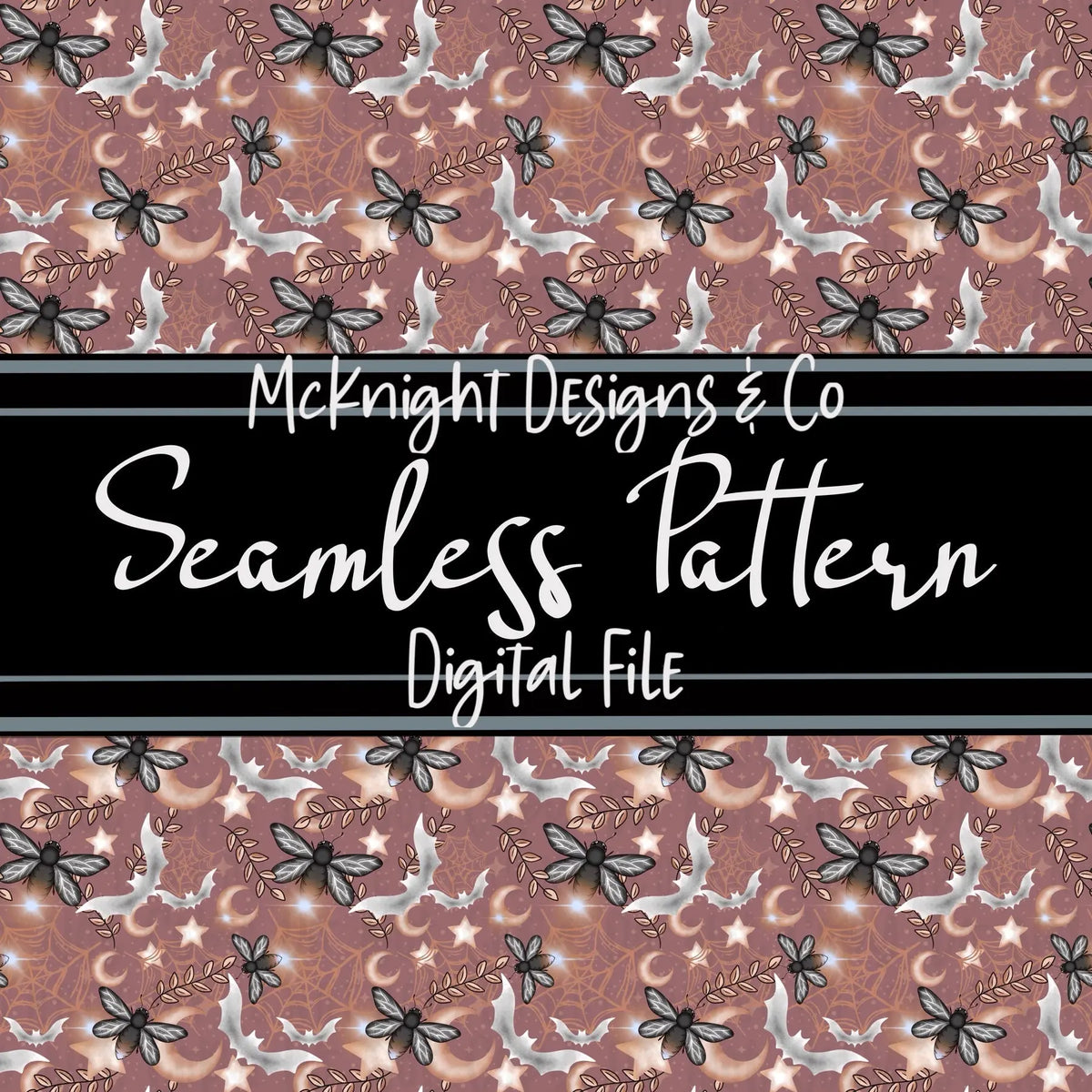 Seamless Pattern Digital Design - Spooky Fireflies - McKnight Designs & Co
