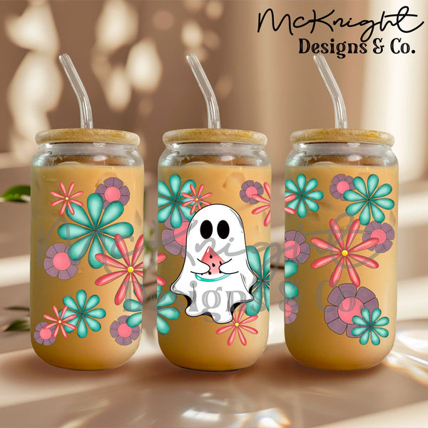 Can Wrap Digital Design - Bright Floral Ghost - McKnight Designs & Co