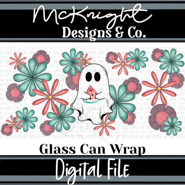 Can Wrap Digital Design - Bright Floral Ghost - McKnight Designs & Co