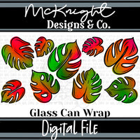 Can Wrap Digital Design - Bright XL Monstera Leaves - McKnight Designs & Co