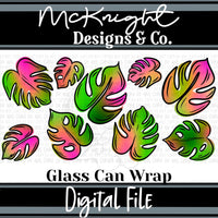 Can Wrap Digital Design - Bright XL Monstera Leaves - McKnight Designs & Co