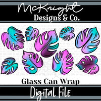 Can Wrap Digital Design - Bright XL Monstera Leaves - McKnight Designs & Co