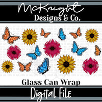 Can Wrap Digital Design - Butterflies & Florals - McKnight Designs & Co