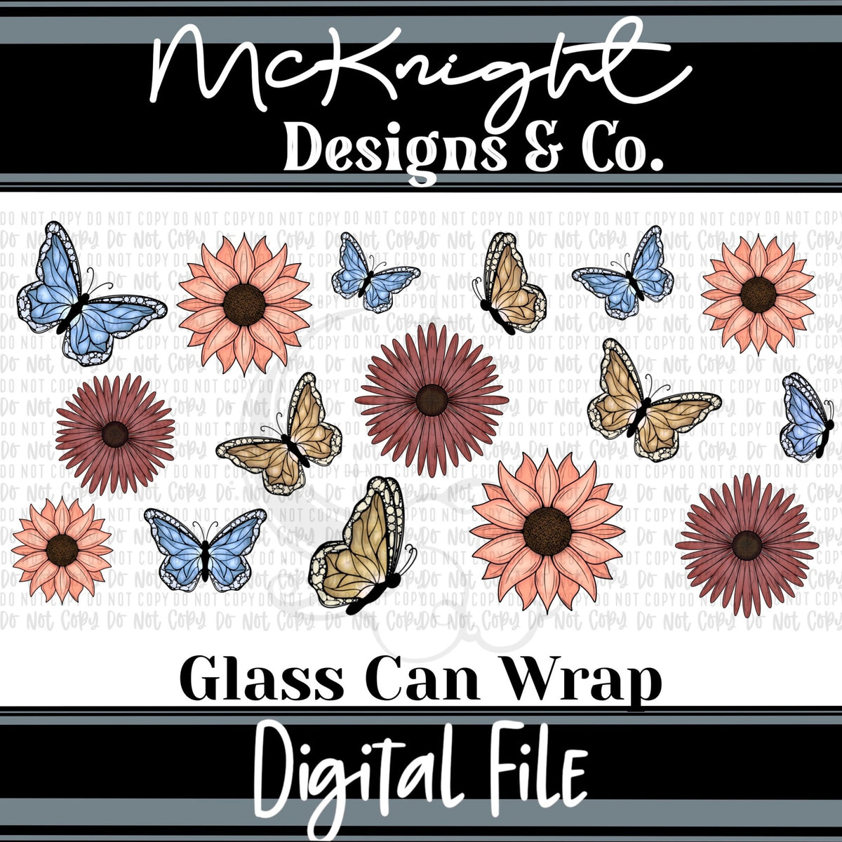 Can Wrap Digital Design - Butterflies & Florals - McKnight Designs & Co