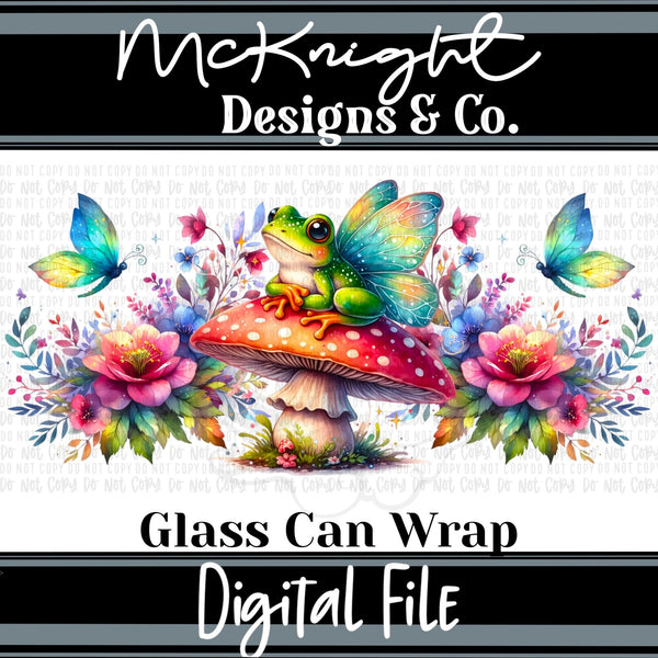 Can Wrap Digital Design - Fairy Frog & Floral Watercolor - McKnight Designs & Co