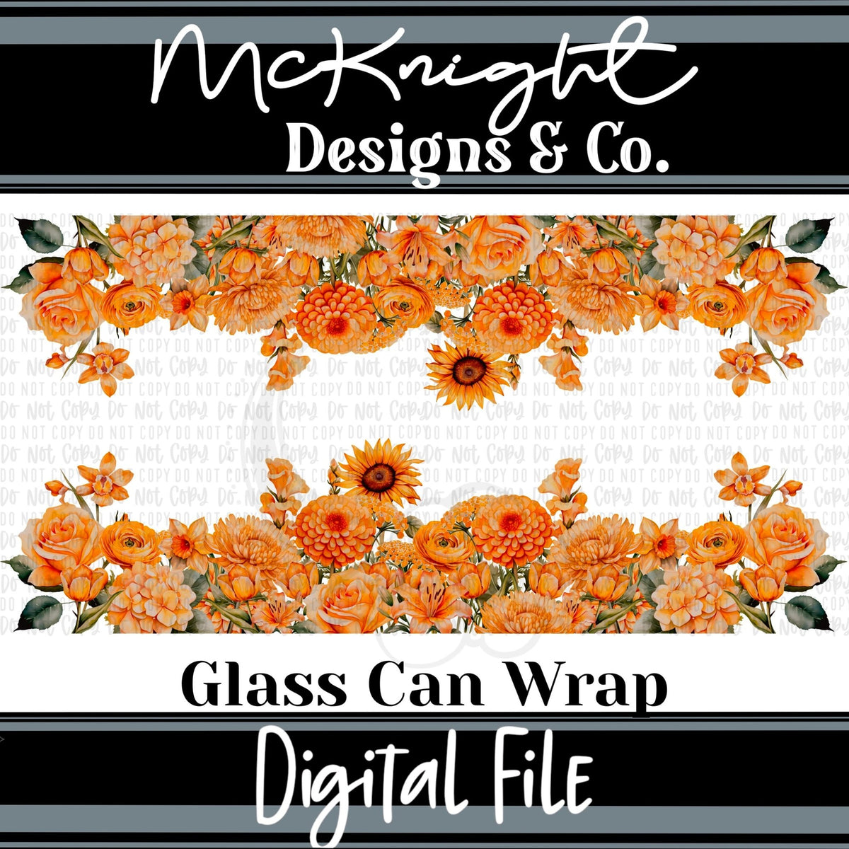 Can Wrap Digital Design - Floral Borders - McKnight Designs & Co