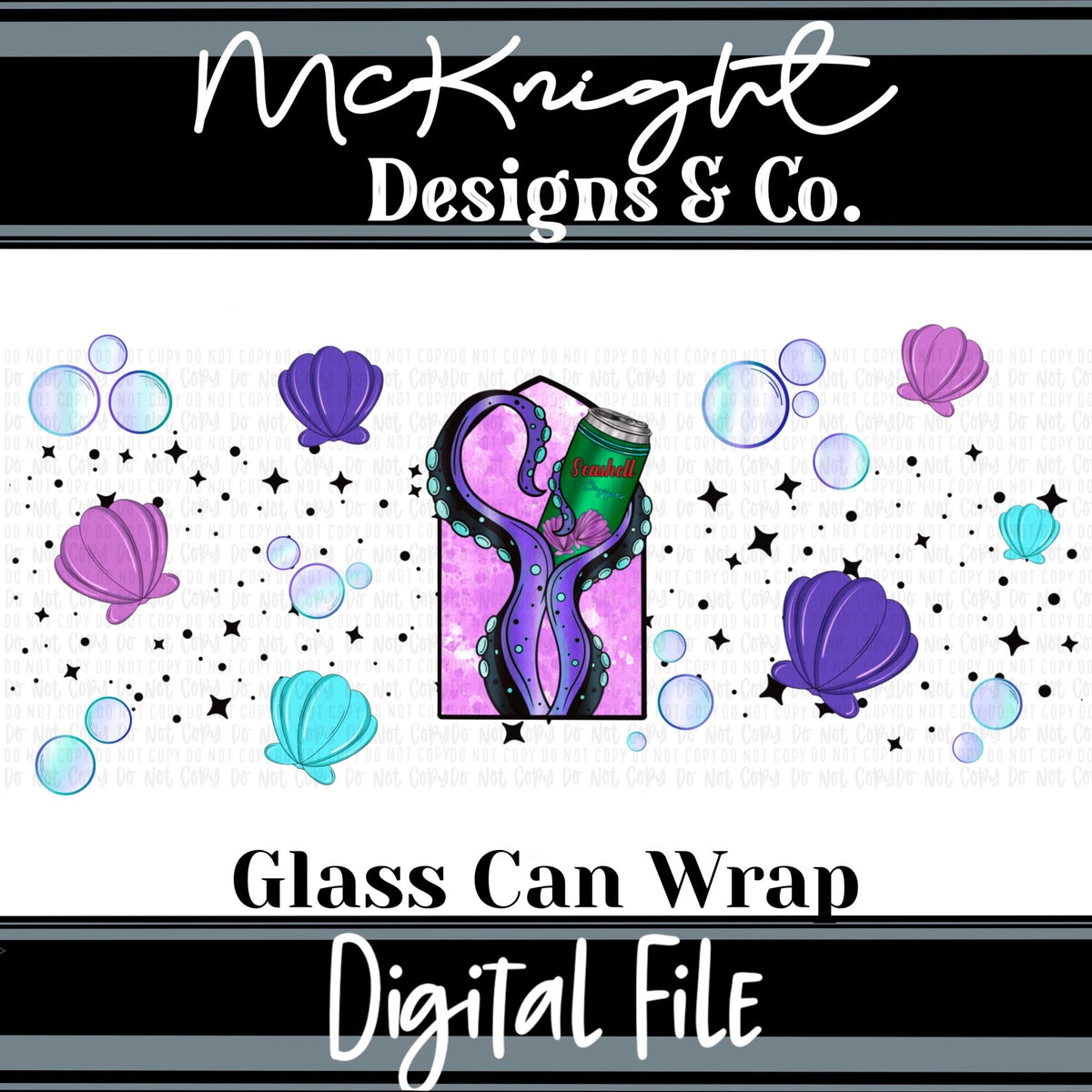 Can Wrap Digital Design - Sea Witch - McKnight Designs & Co