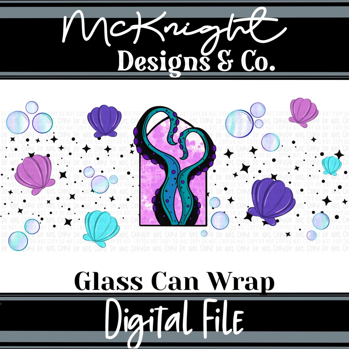 Can Wrap Digital Design - Sea Witch - McKnight Designs & Co