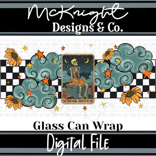 Can Wrap Digital Design - Skellie Tarot - Dumpster Fire - McKnight Designs & Co